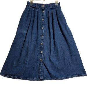 HUNT CLUB VINTAGE DENIM MIDI SKIRT WITH SIDE POCKETS SZ 12 (13" WAIST)